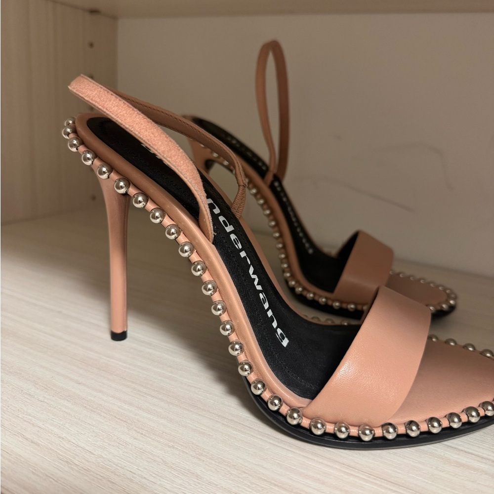 Alexander Wang leather studded slingback sandal, size 37.